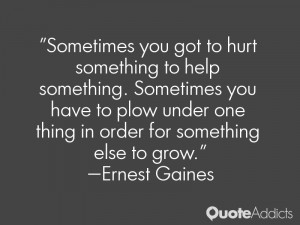 Sometimes you got to hurt something to help something. Sometimes you ...