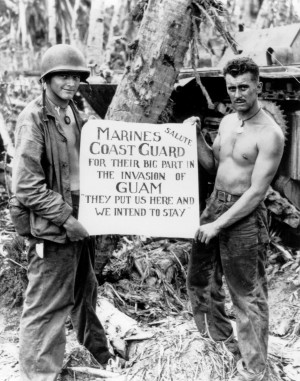 Marines Thank Coast Guard, Guam, 1944