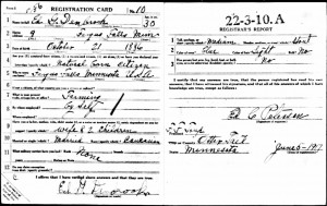 WWI Draft Registration Card For Edward G Denbrook