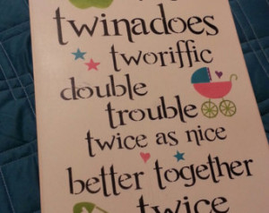 HAND PAINTED wood Sign, Twin sign, Double Trouble, Cute Wall Decor ...