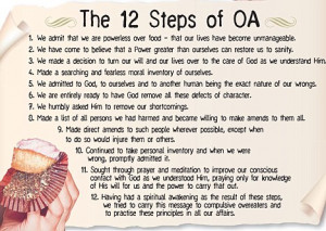 The steps: Above is the OA version of the original 12-Step recovery ...