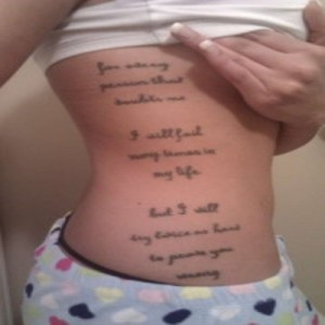 Quote On Rib Cage Tattoos For Girls