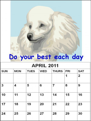 Blank Cute April 2011 Calendar Planner with quotes