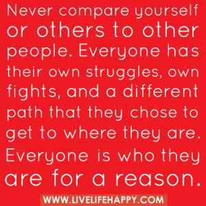 STOP COMPARING YOURSELF! Its NOT a competition...