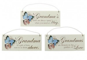 ... Wooden Plaques with Butterfly. 3 different loving quotes - Grandma