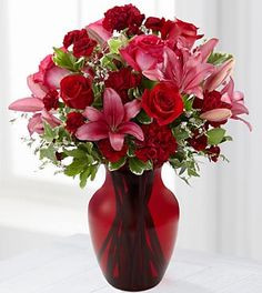Blooming Romance Valentine's Day Bouquet - 17 Stems - VASE INCLUDED
