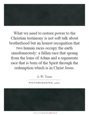 Power To The Christian Testimony Is Not Soft Talk About Brotherhood