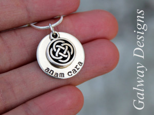 ... Irish Hand Stamped Mommy Necklace - anam cara, gaelic, my soul mate
