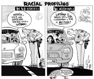cartoon comparing Arizona's racial profiling of police officers and ...