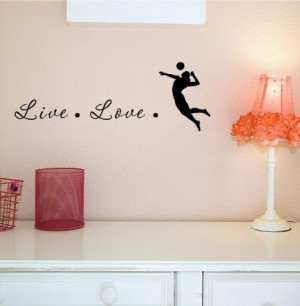 Live Love volleyball 22x8 Silhouette Decal Large Mural Vinyl Wall Art ...