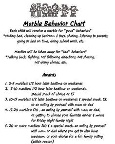 This is genius! And it works. From Super Nanny. Marble Behavior Chart.