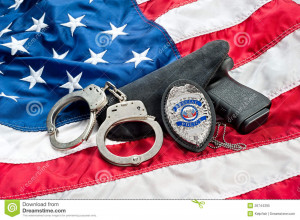 ... on an American flag symbolizing law enforcement in the United States