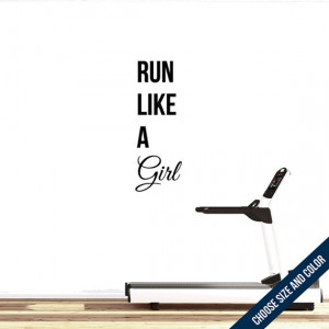 Run Like a Girl Wall Decal - Quote Sticker - Free Shipping