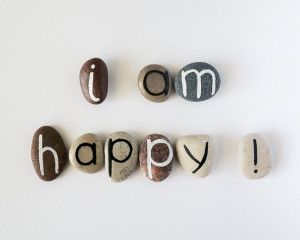 am Happy, 9 Magnets Letters, Custom Quote, Beach Pebbles ...