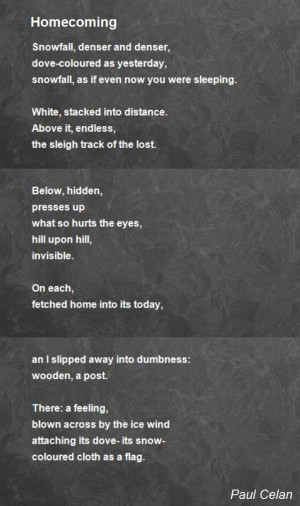 Poetry is a sort of homecoming.