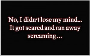No, I didn't lose my mind... It got scared and ran away screaming ...