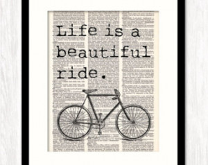 ... ride bicycle ar t print typography mixed media bike art dictionary