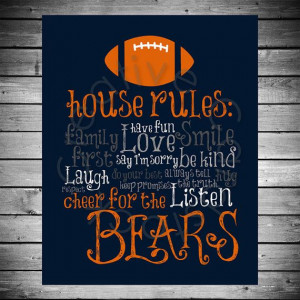 Chicago Bears House Rules 8x10 INSTANT by CreativeCardstock