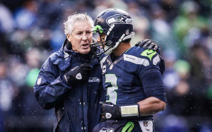 Pete Carroll is pleased with how Russell Wilson is playing. (USATSI)