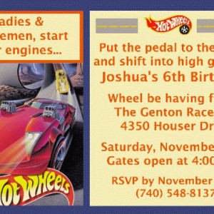 Hot Wheels Birthday Party Invitation Thank You - Digital - U Print