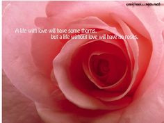 ... will have some thorns but a life without love, will have no roses