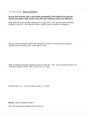ANTIGONE Scene 2 Questions by wuyunqing