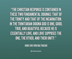 quote Hans Urs von Balthasar the christian response is contained in