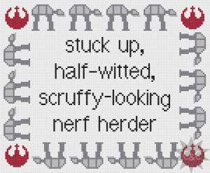 ... Empire Strikes Back Princess Leia quote cross stitch sampler pattern