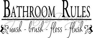 Bathroom-Rules-Wash-Brush-Floss-Flush-Quote-Art-Wall-Decal-Vinyl-Decor ...