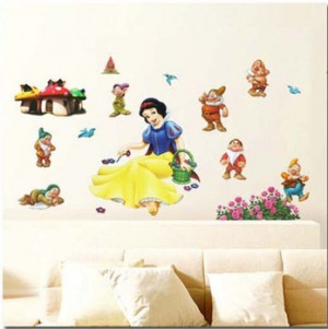 DIY Snow White and the seven dwarfs cute princess wall sticker ...