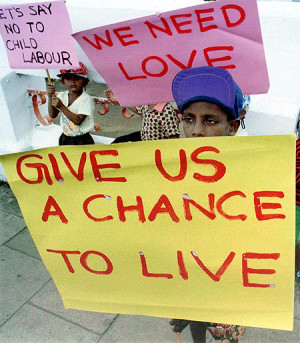 Street children protest against sexual abuse and the use children as ...