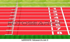 Picture - Row of hurdles on running track top side view. Fotosearch ...