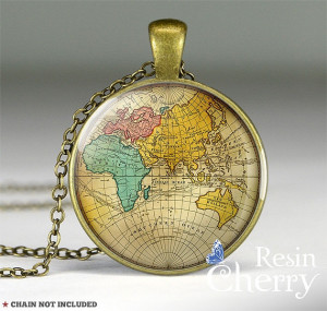 Eastern Hemisphere map pendantnecklace pendantworld by resincherry, $ ...
