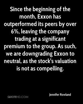 Since the beginning of the month, Exxon has outperformed its peers by ...