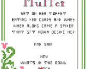 ... Miss Muffet 5X7 dirty nursery rhyme PDF counted cross stitch pattern
