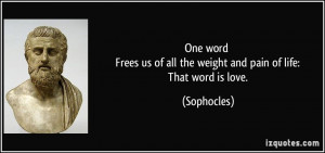 One word Frees us of all the weight and pain of life: That word is ...