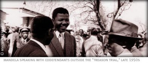 mandela speaking with codefendents outside the
