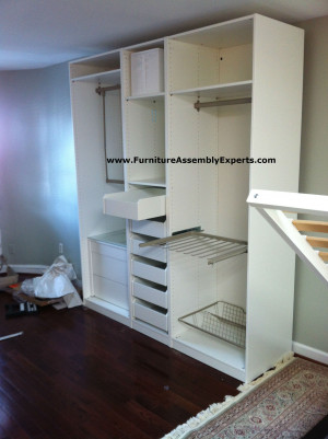 ikea pax wardrobe with no doors assembled in washington DC by