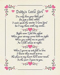 DADDYS-LITTLE-GIRL-Calligraphy-Poem-Gift-for-Birthdays-Christmas ...