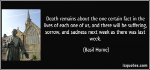 ... , sorrow, and sadness next week as there was last week. - Basil Hume