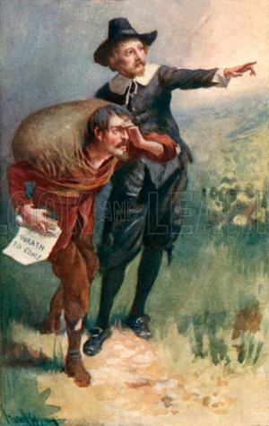 Evangelist points the way. Illustration for Pilgrim's Progress by John ...