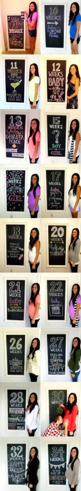chalkboard. Incorporating baby info, cute quotes, cravings, baby fruit ...