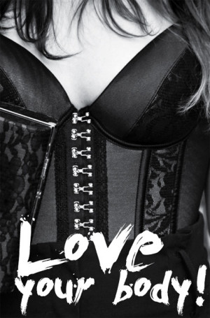 quote, curvy, body, love, b & w, woman