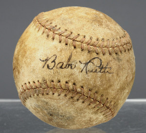 Bill scoots had a ball signed by babe ruth . He kept it in his trophy ...
