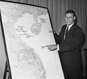 Secretary of Defense Robert S. McNamara points out action in Gulf of ...