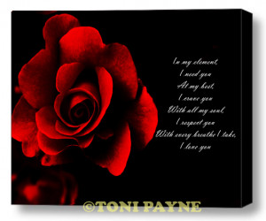 Red Rose Inspirational Love Quote Gallery Wrapped Canvas or Rolled ...