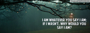 ... am whatever you say I am;If I wasn't, why would you say I am? -Eminem