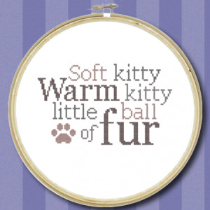 10) Name: 'Embroidery : Soft Kitty Quote - Cross Stitch Chart
