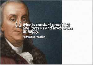 funny visual quote example with Benjamin Franklin on God and wine