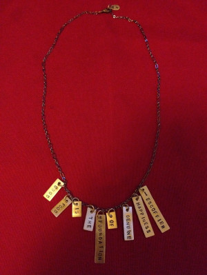 Metal stamped quote necklace